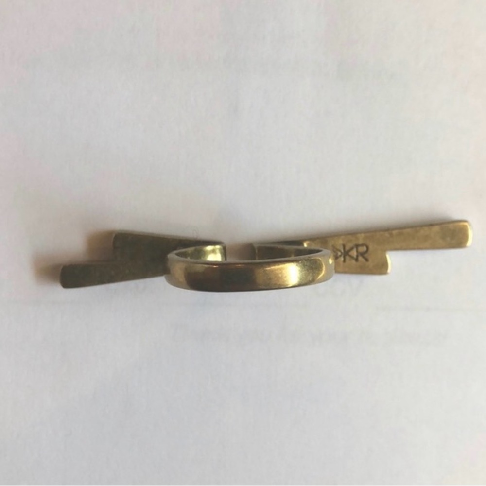 Iconic Silpada K&R Sunbeam Brass Gold Open Double Bar Ring Women's Sz8 - Picture 4 of 6